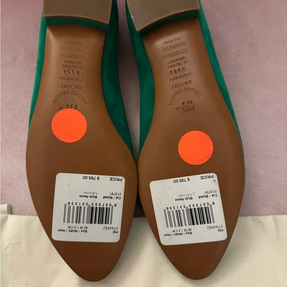 NWT Salvatore Ferragamo Turchina Ballet Flats Shoes in Green - Picture 3 of 8